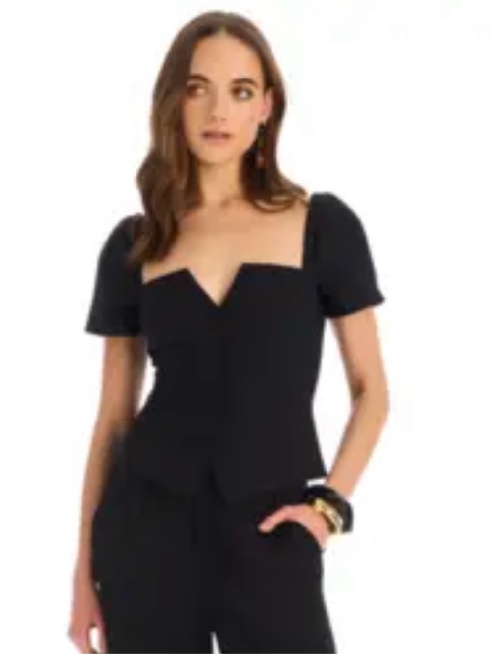 NWT Allison New York Bernie black fitted blouse